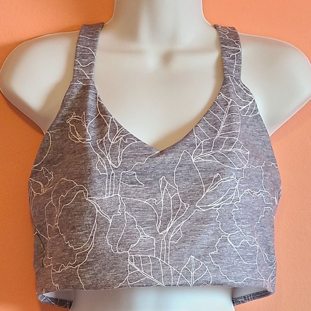 GAP Fit Grey Floral Sports Bra Size Large
